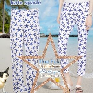 kate spade | Host Pick | Mid-rise | Cropped Jeans | White with Blue Starfish